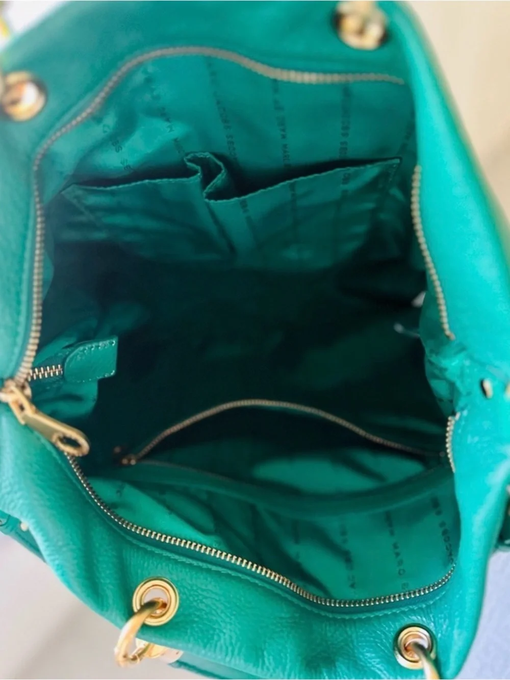 Marc Jacobs Emerald Green Leather Hobo with Gold Hardware